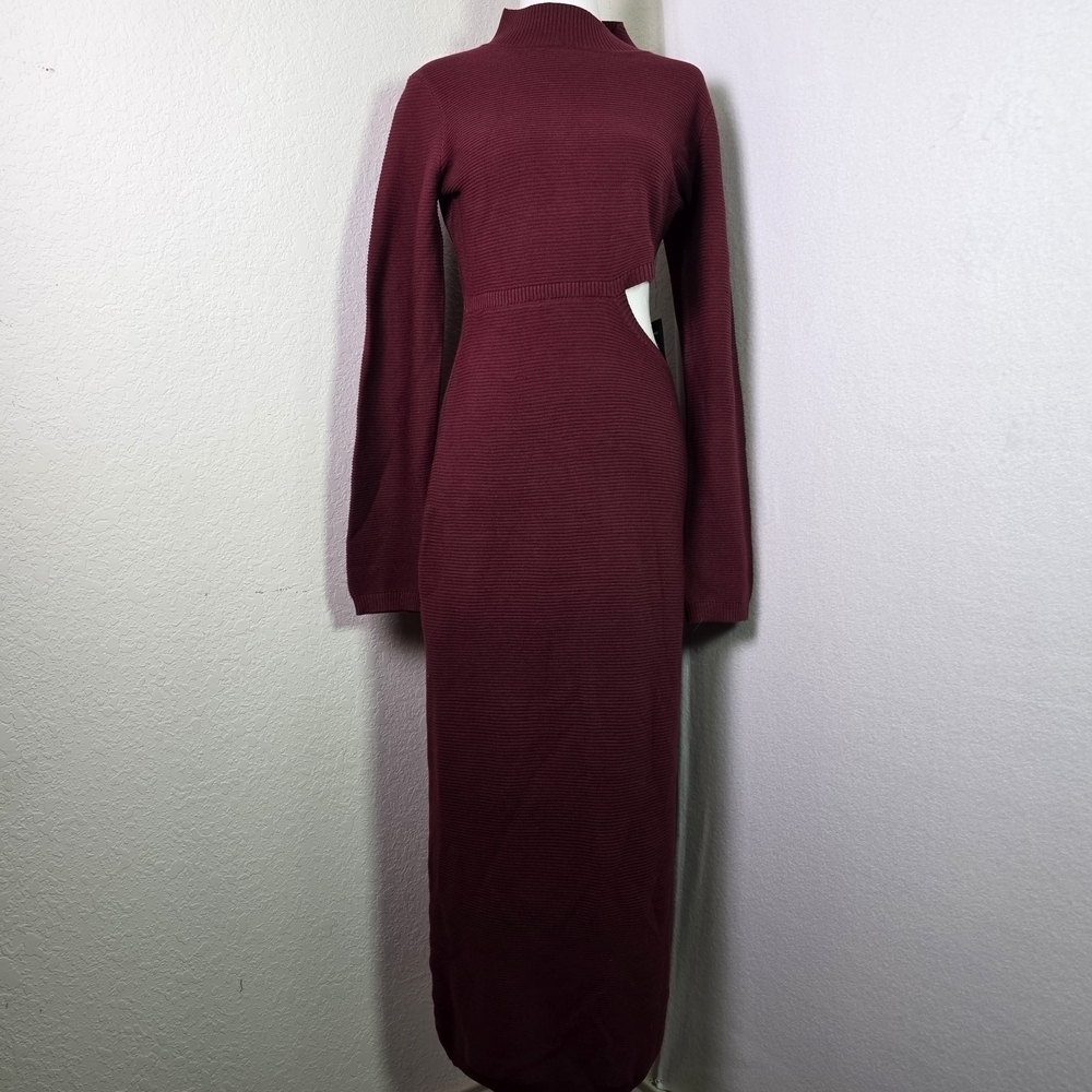 Lulus Burgundy Cutout Knit Maxi Sweater Dress Women’s XL NWT Long Sleeve Bodycon